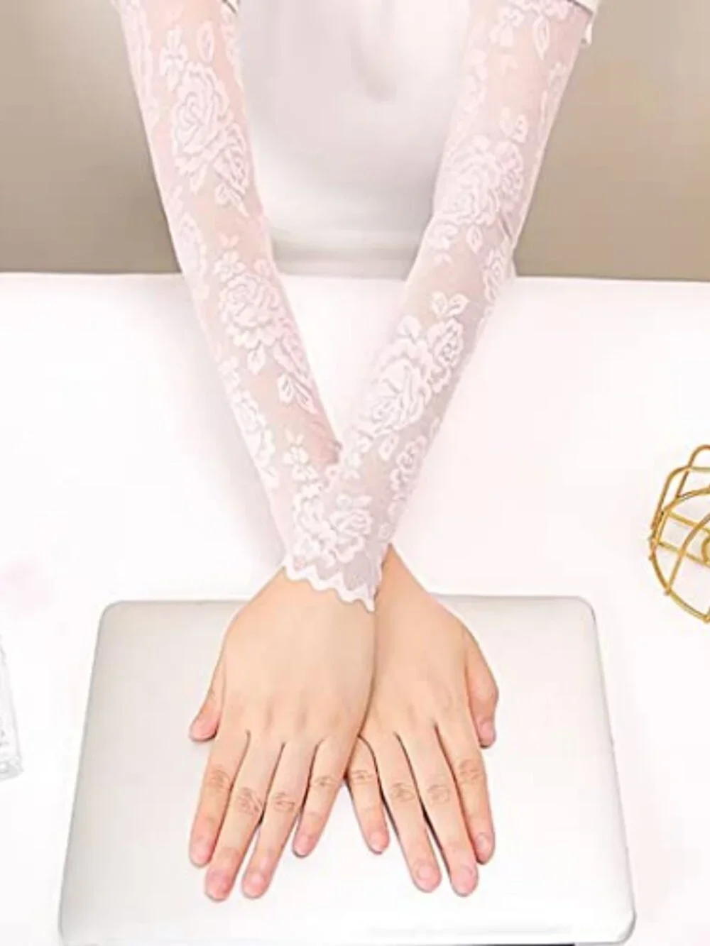 Women's Fingerless Lace Gloves for Driving Wedding Prom UV Protection